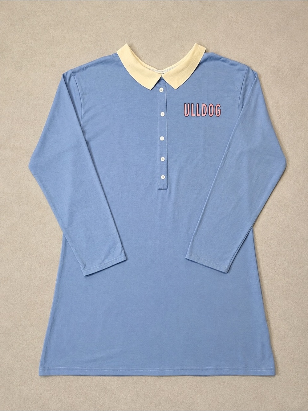 Y2K Pig Graphic Blue Long Sleeve Midi Dress XL Peter Pan Collar Kawaii